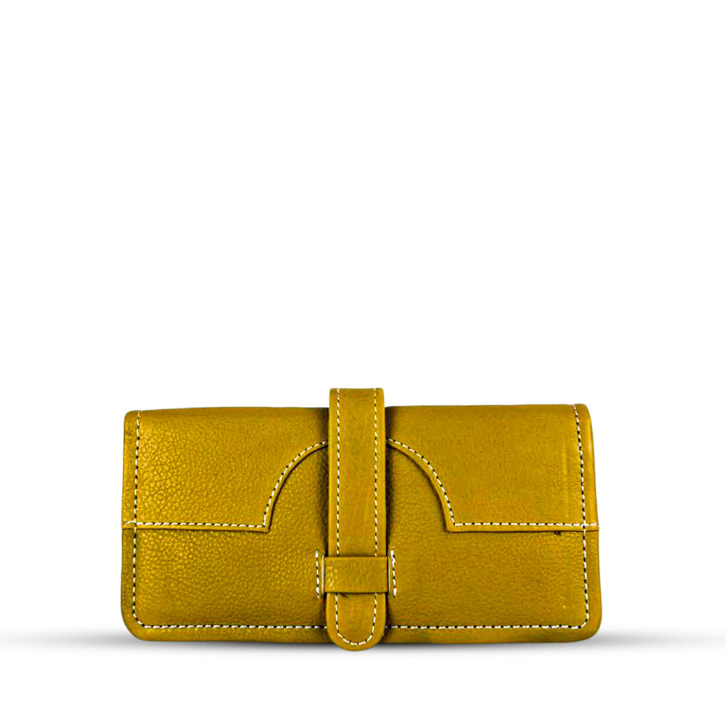 Buckle Long Leather Wallet Yellow