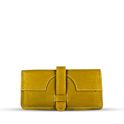 Buckle Long Leather Wallet Yellow