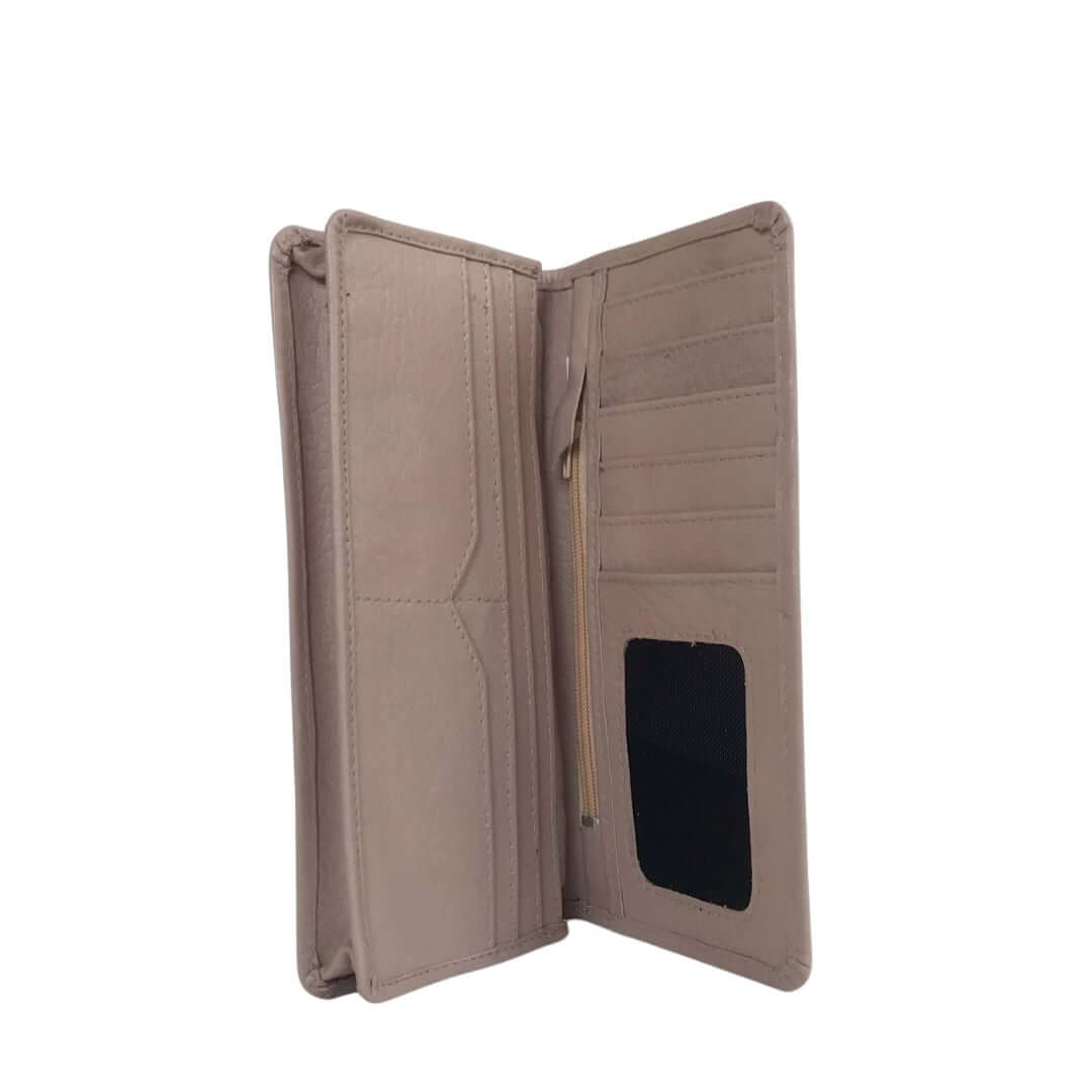 Long Leather Wallet Beige - Bag X