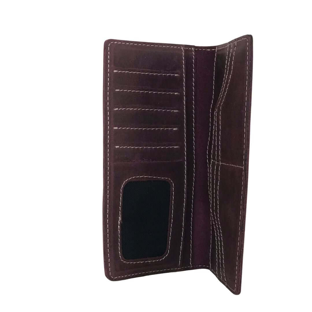 Brown Long Leather Wallet - Bag X