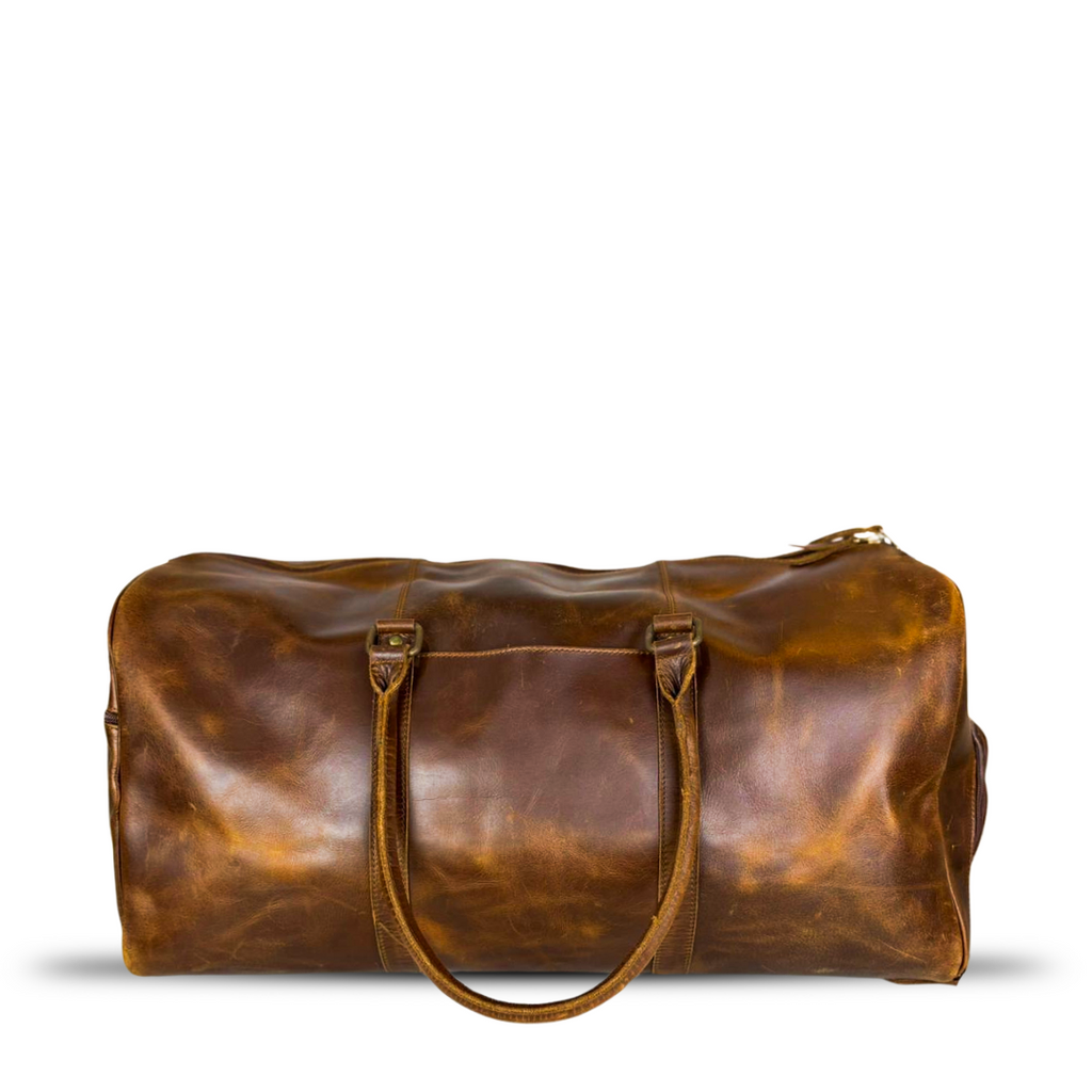 Premium Leather Duffle - Saddle Brown 23"
