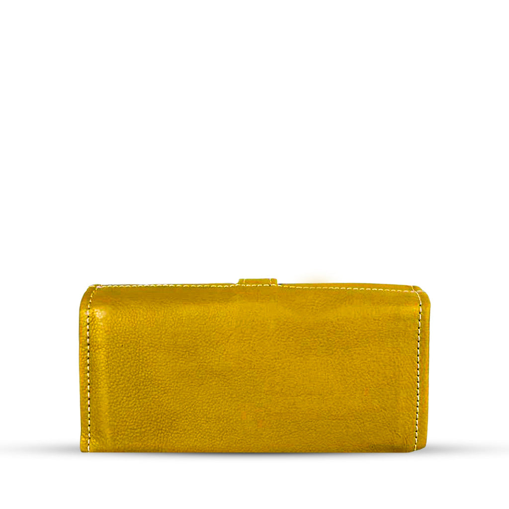 Buckle Long Leather Wallet Yellow