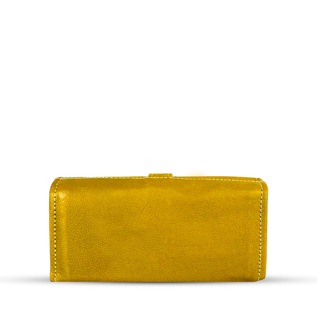 Buckle Long Leather Wallet Yellow