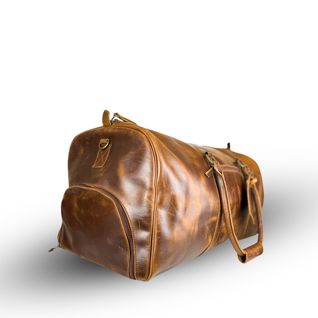 Premium Leather Duffle - Saddle Brown 23"