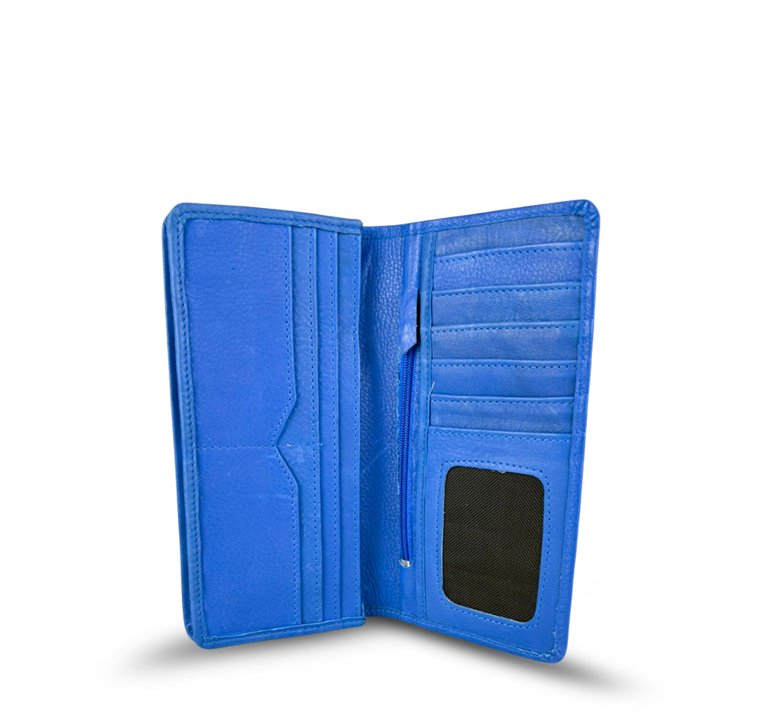 Leather Long Wallet  Navy Blue
