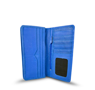 Leather Long Wallet  Navy Blue