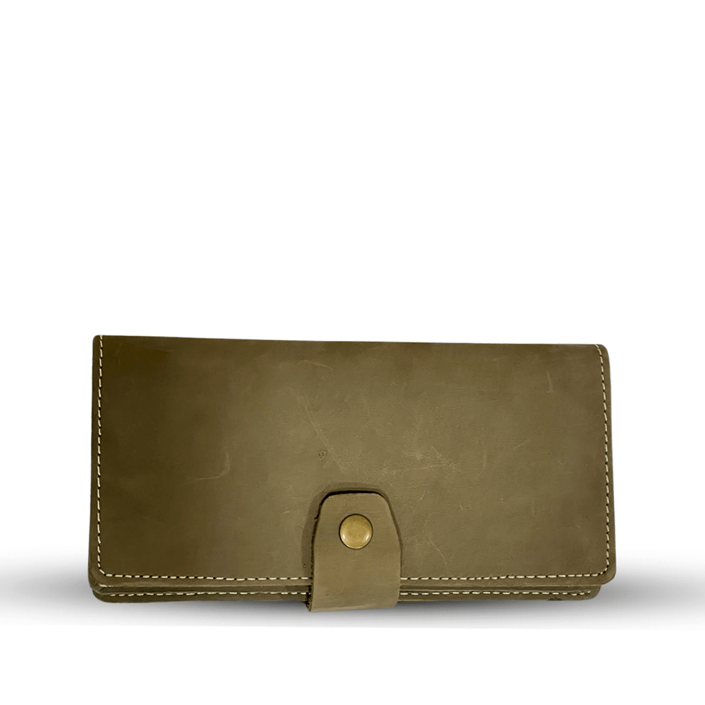 Long Leather Wallet With Button - Bag X