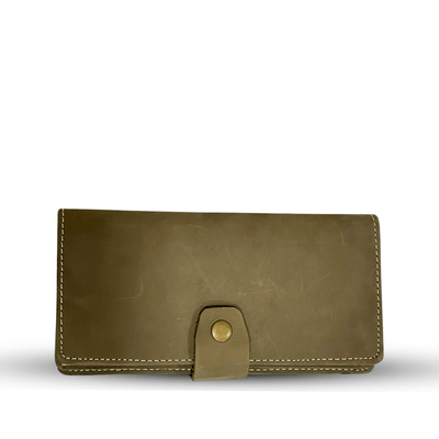Long  Leather Wallet With Button
