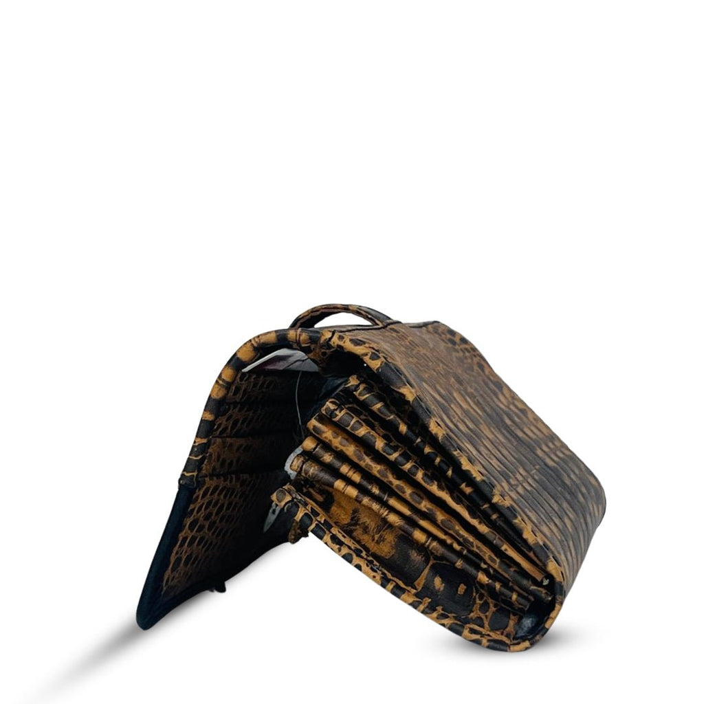 Buckle Long Leather Wallet crocodile Brown /Black - Bag X