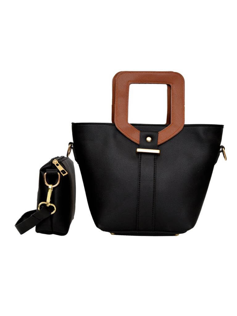 Voyage Black / Brown women's shoulder bag in black by Bag X