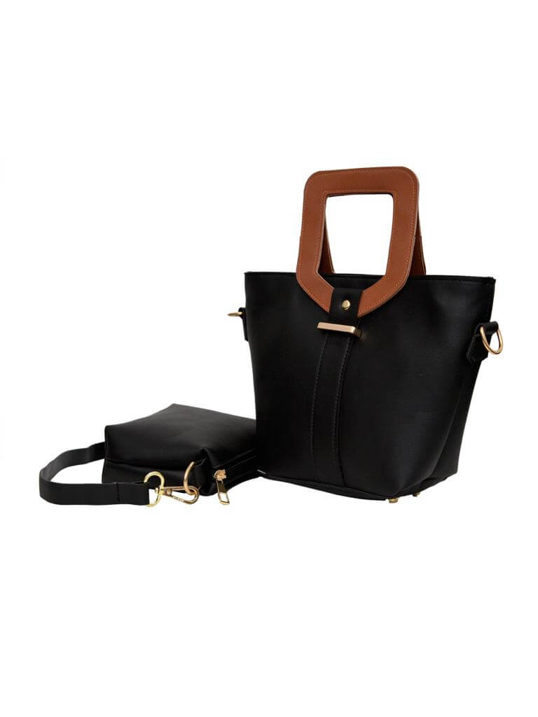 Voyage Black / Brown women's shoulder bag in black by Bag X