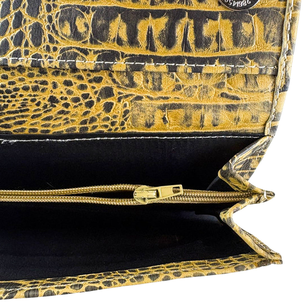 Leather Clutch With Moving Handle Crocodile Lime women's wallet & clutch in classic by Bag X