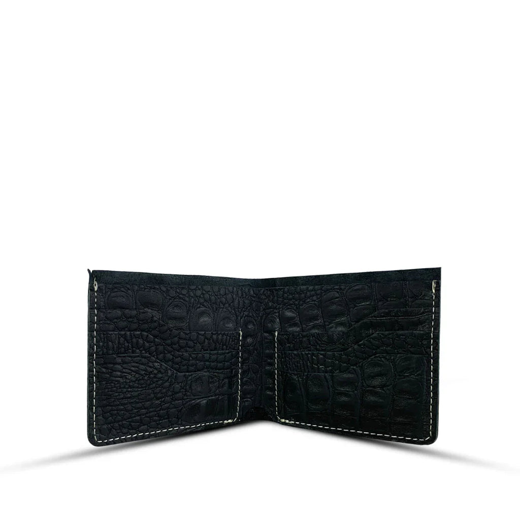 Crazy Horse Leather Wallet Crocodile Black women's wallet & clutch in black by Bag X