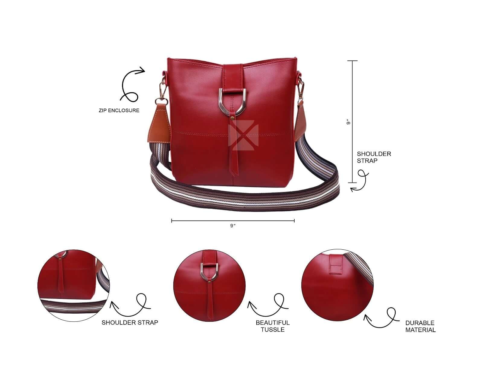 Bob Maroon women's crossbody bag in maroon by Bag X