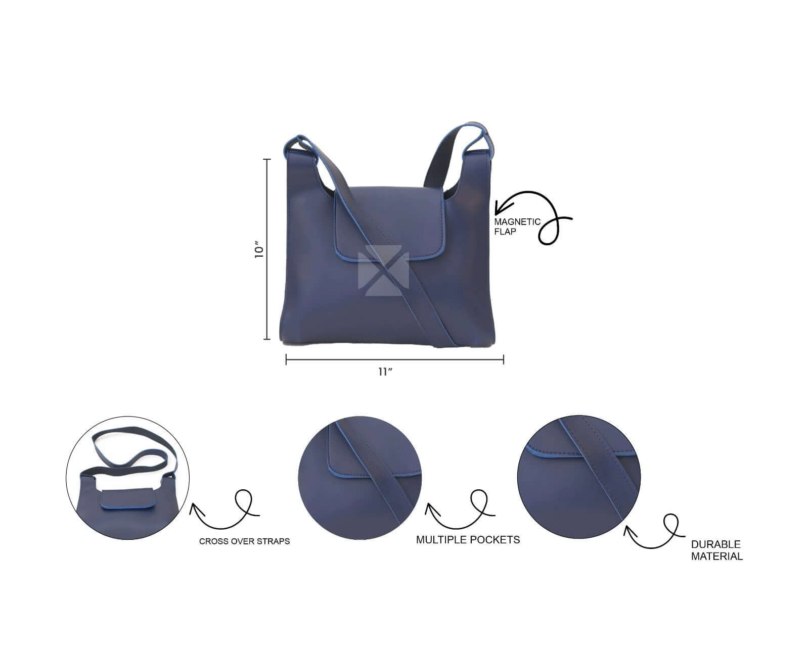 Joy Blue women's crossbody bag in blue by Bag X