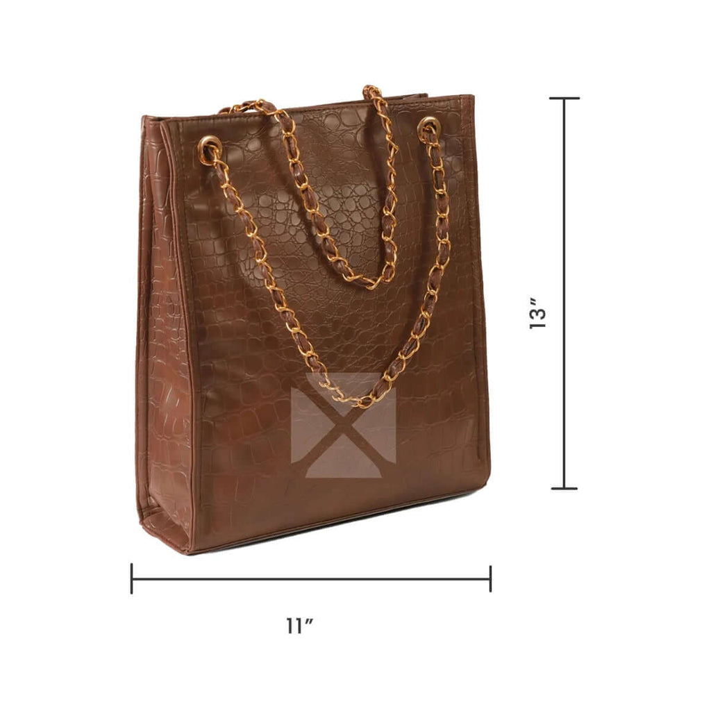 Long Brown Crocodile women's tote bag in brown by Bag X