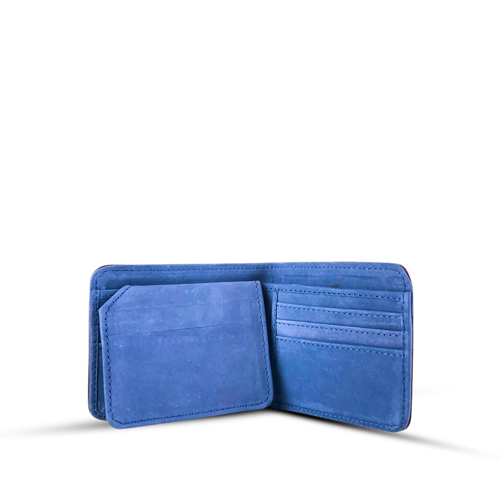 Leather Bi-fold Wallet With Piping Blue women's wallet & clutch in blue by Bag X
