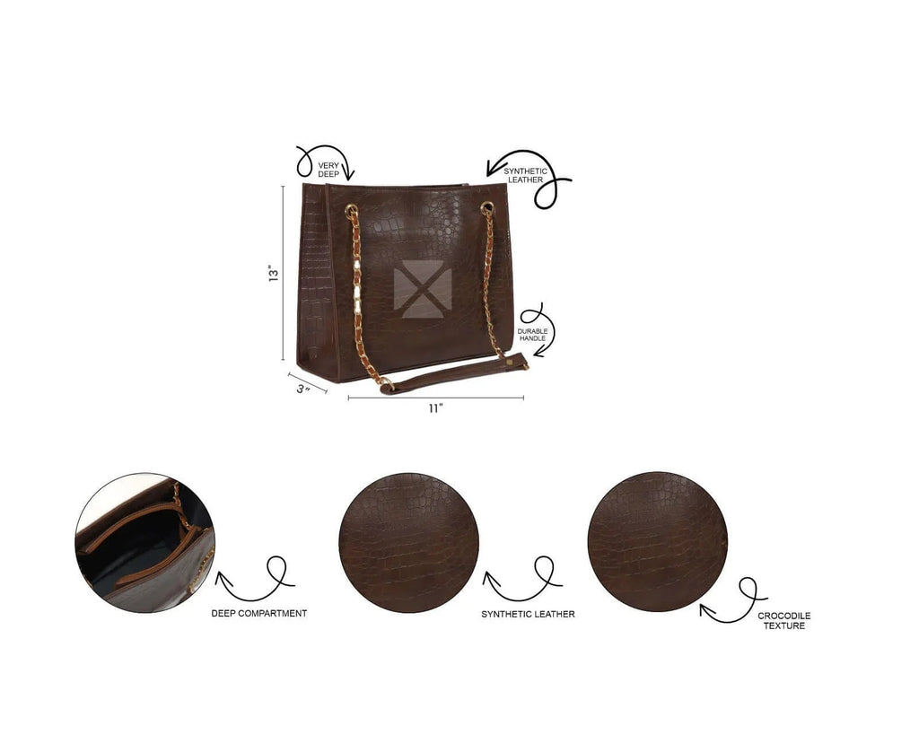 Crocodile Tote Choco women's tote bag in choco by Bag X