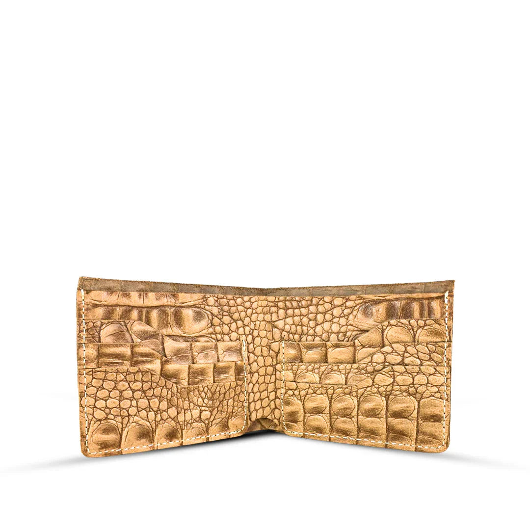 Crazy Horse Leather Wallet Crocodile Beige women's wallet & clutch in beige by Bag X