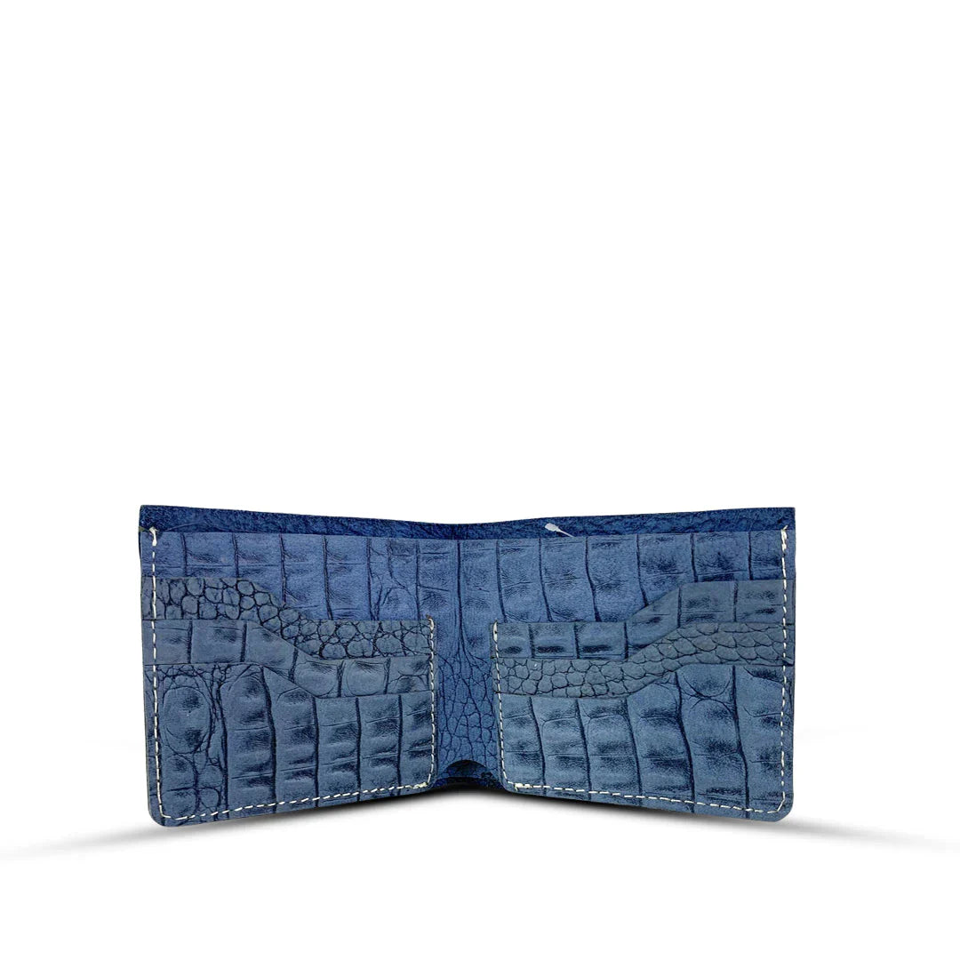 Crazy Horse Leather Wallet Crocodile Blue women's wallet & clutch in blue by Bag X