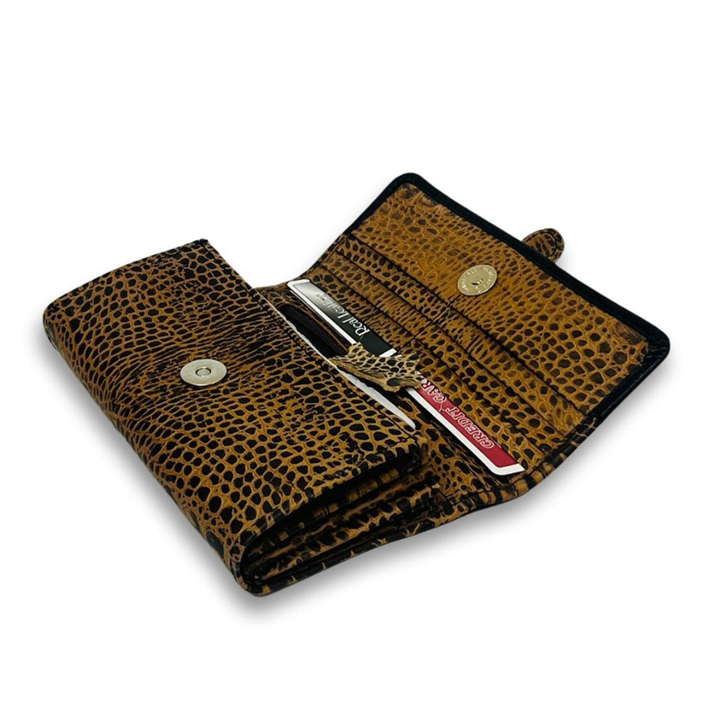 Buckle Long Leather Wallet crocodile Brown /Black - Bag X