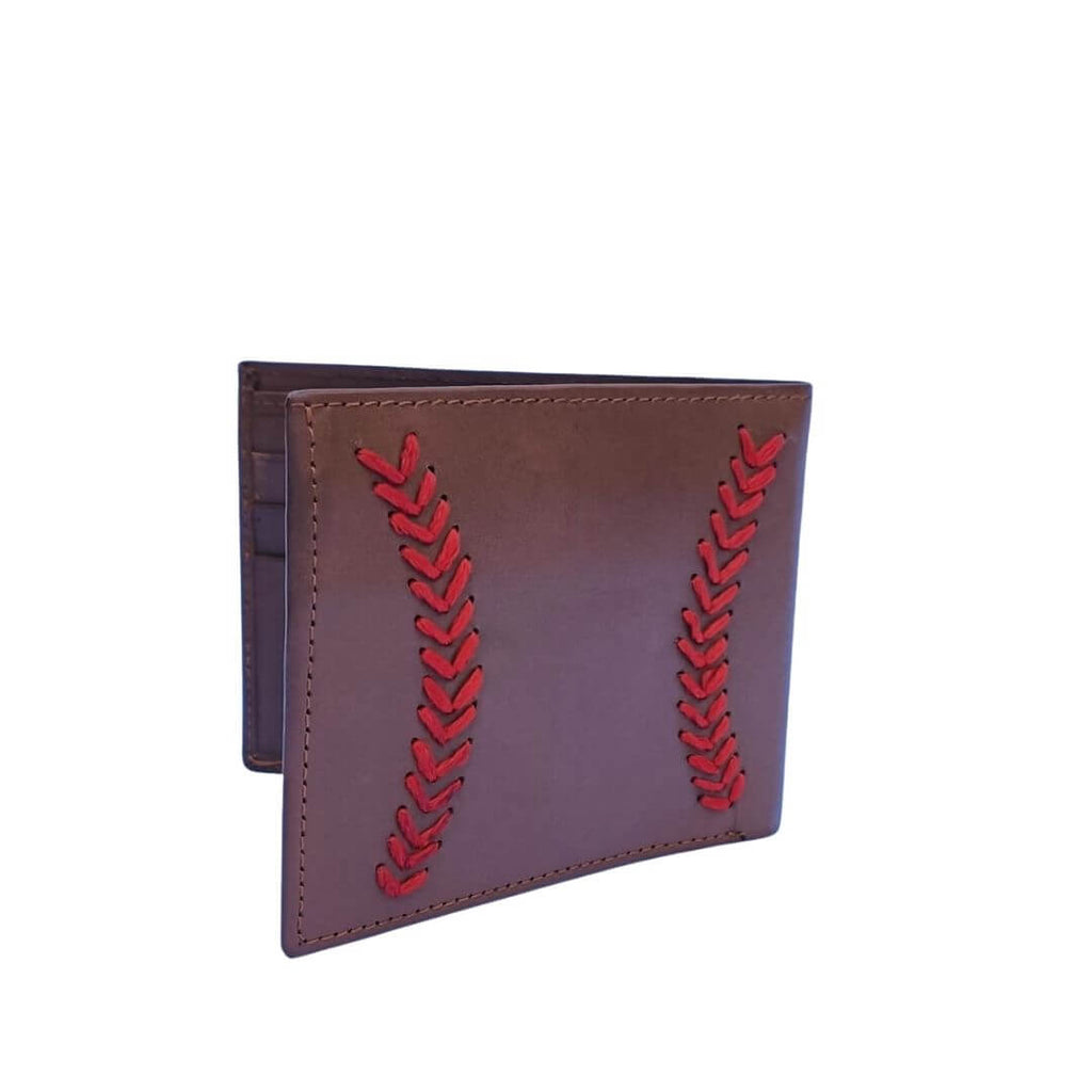 Leather wallet Baseball Hand Embroidery