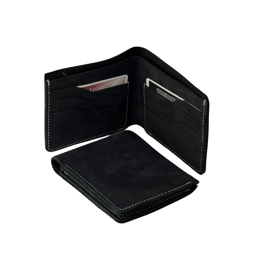 Leather Wallet  Nubuck Black