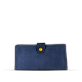 Long Leather Wallet With Button Blue women's wallet & clutch in blue by Bag X