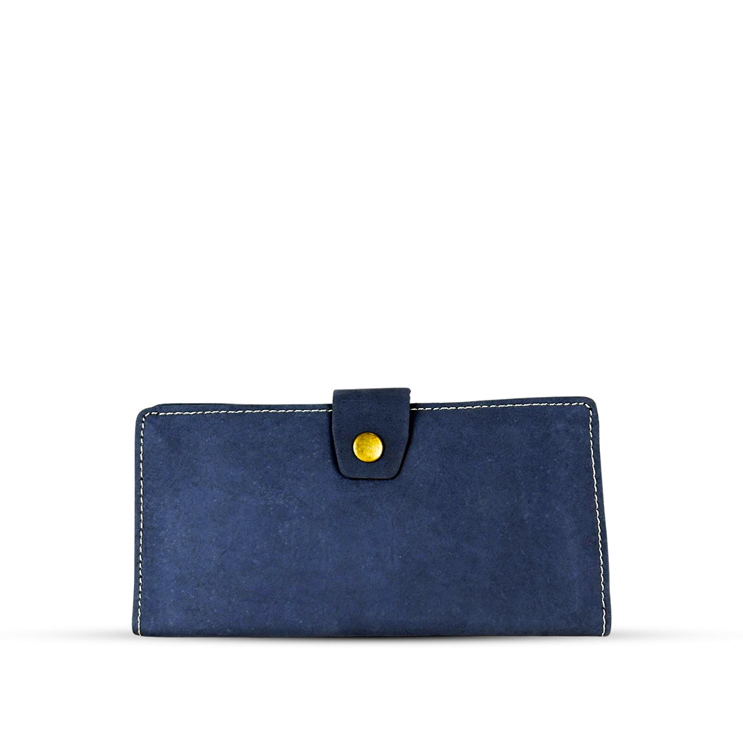 Long Leather Wallet With Button Blue women's wallet & clutch in blue by Bag X