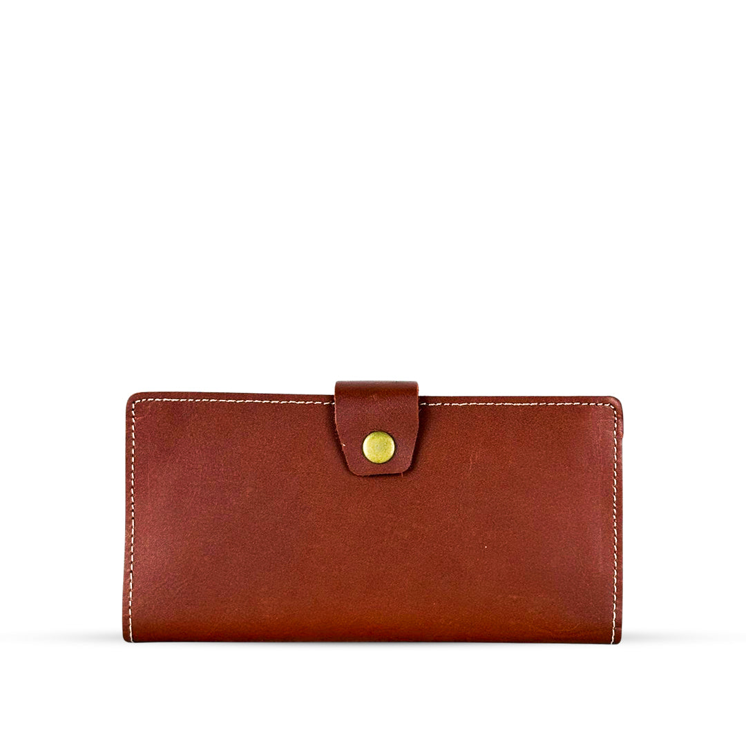 Long Leather Wallet With Button Rust women's wallet & clutch in rust by Bag X