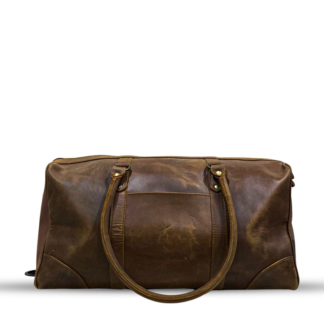 Premium Leather Duffle - Saddle Brown 19"