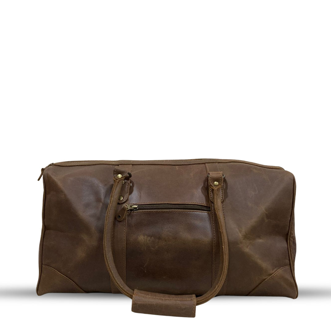 Premium Leather Duffle - Saddle Brown 19" women's handbag in brown by Bag X