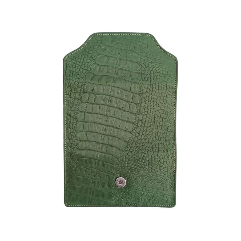 Leather long crocodile wallet 3 folds Green - Bag X