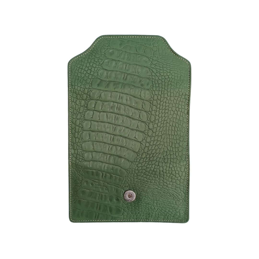 Leather long crocodile wallet 3 folds Green - Bag X