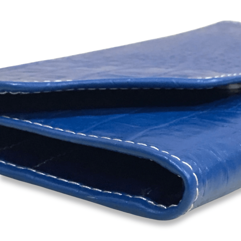 Leather long crocodile wallet 3 folds Blue - Bag X