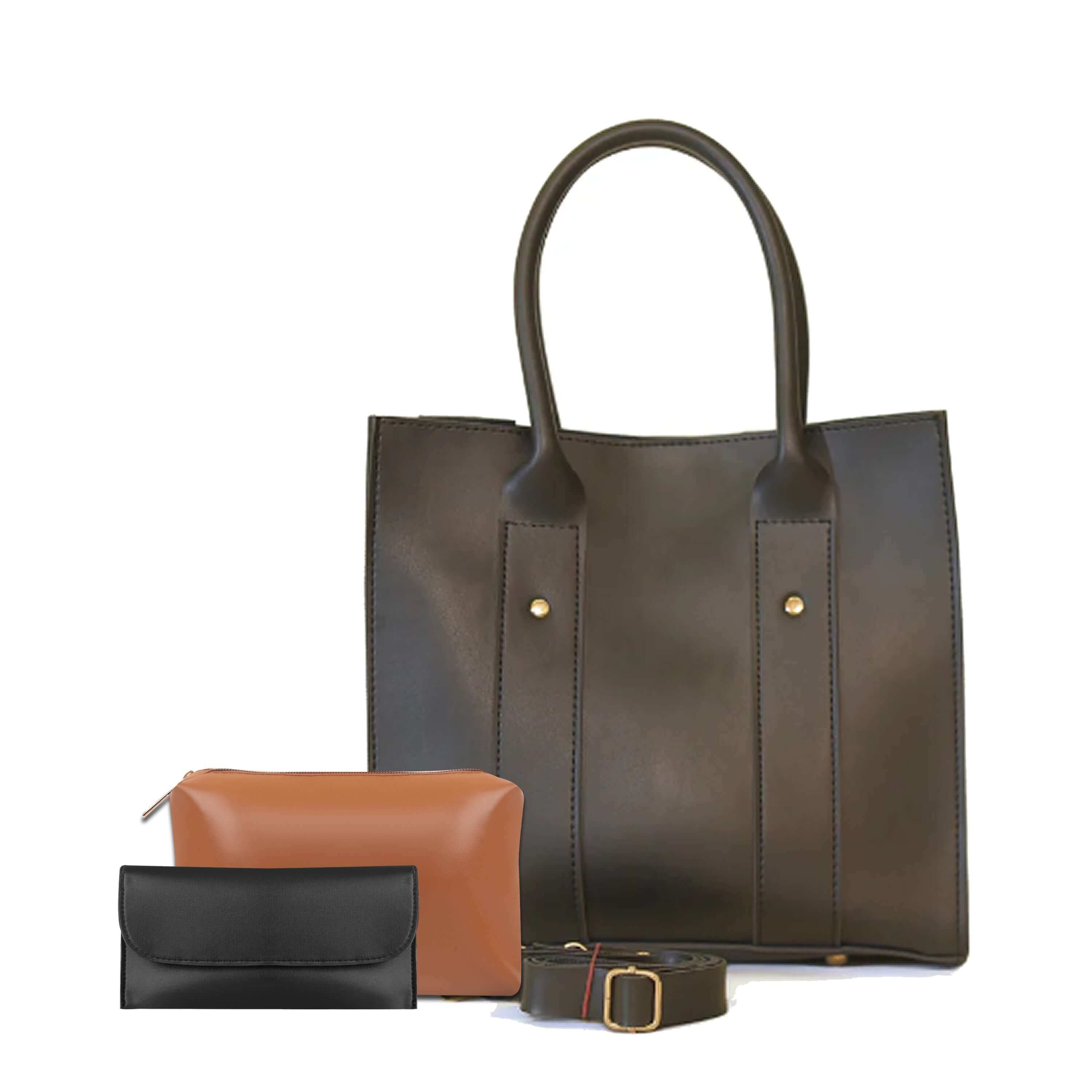 Alberta 3 Pcs Black women's tote bag in black by Bag X
