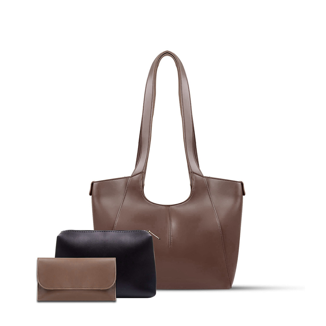Amber 3 Pcs Choco women's tote bag in choco by Bag X