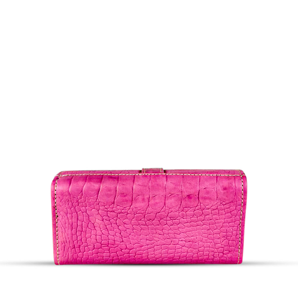 Buckle Long Leather Wallet Pink