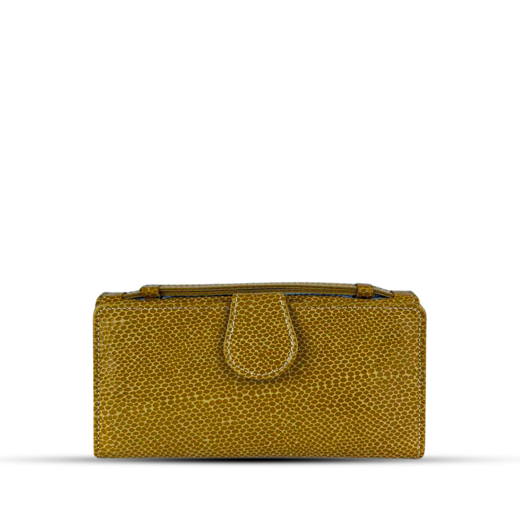 Leather Clutch With Moving Handle Yellow