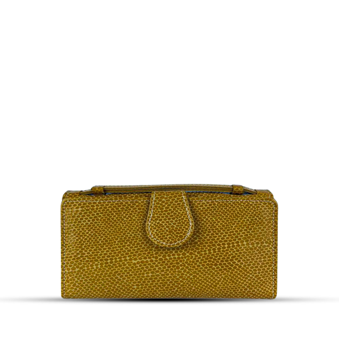 Leather Clutch With Moving Handle Yellow