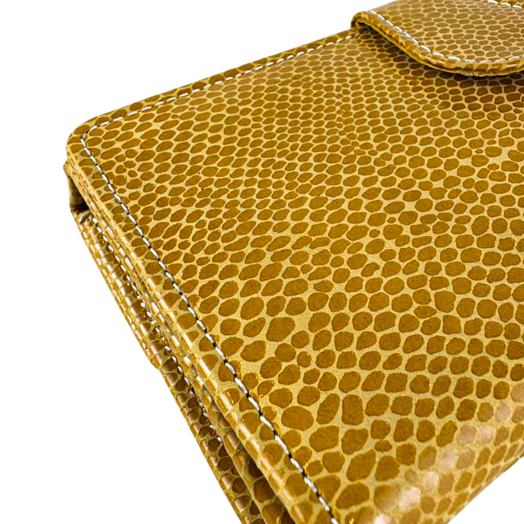 Leather Clutch With Moving Handle Yellow