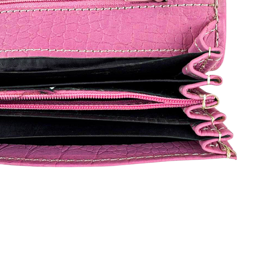 Buckle Long Leather Wallet Pink