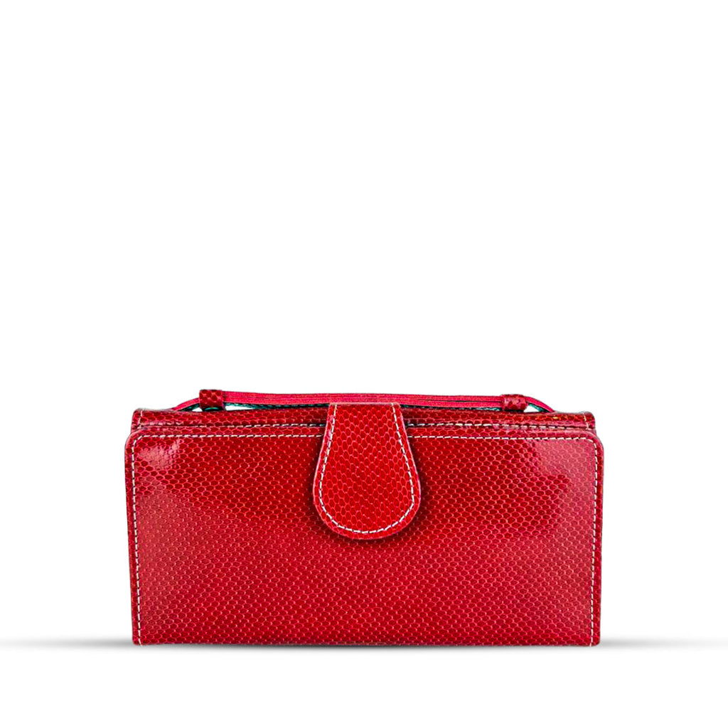 Leather Clutch With Moving Handle Maroon
