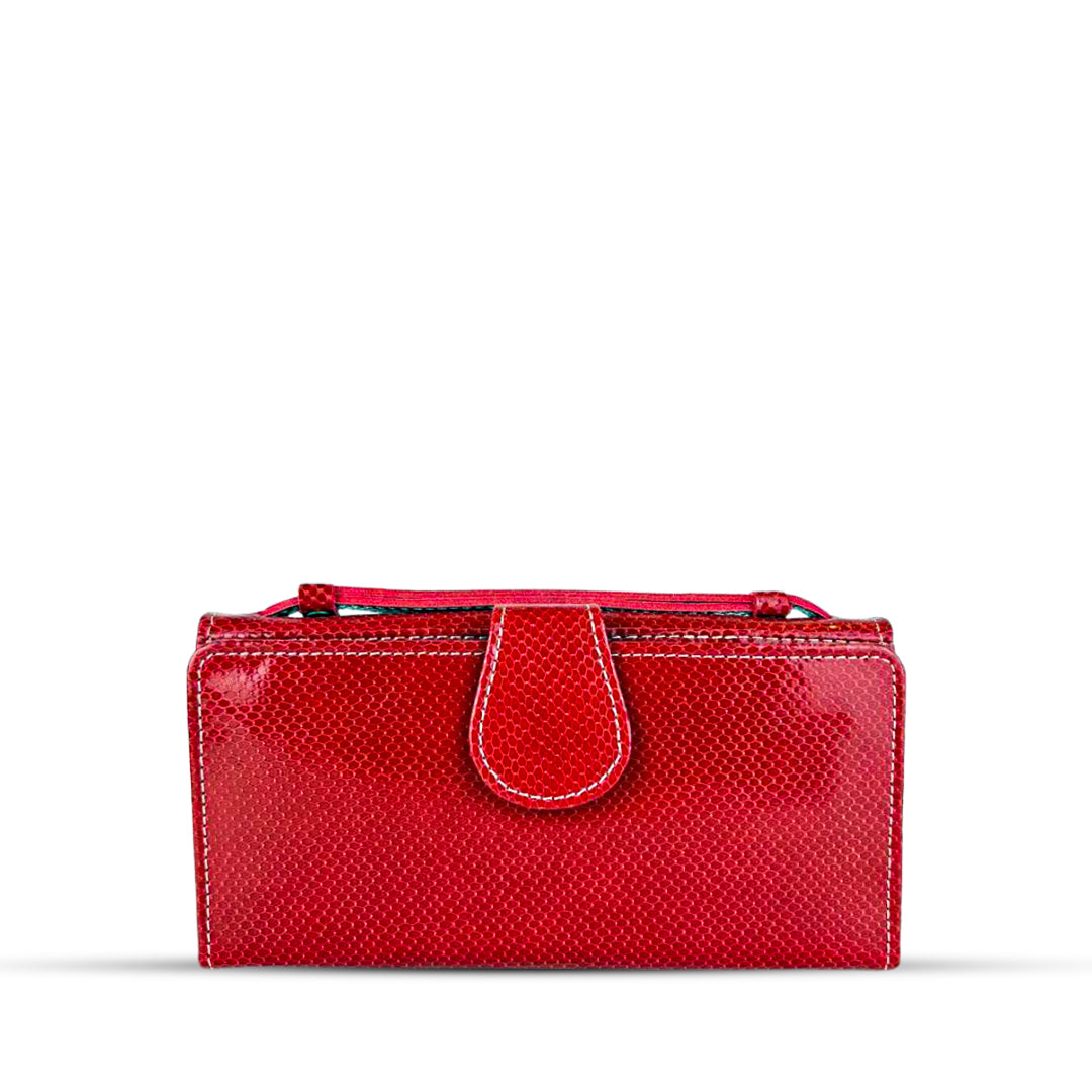 Leather Clutch With Moving Handle Maroon
