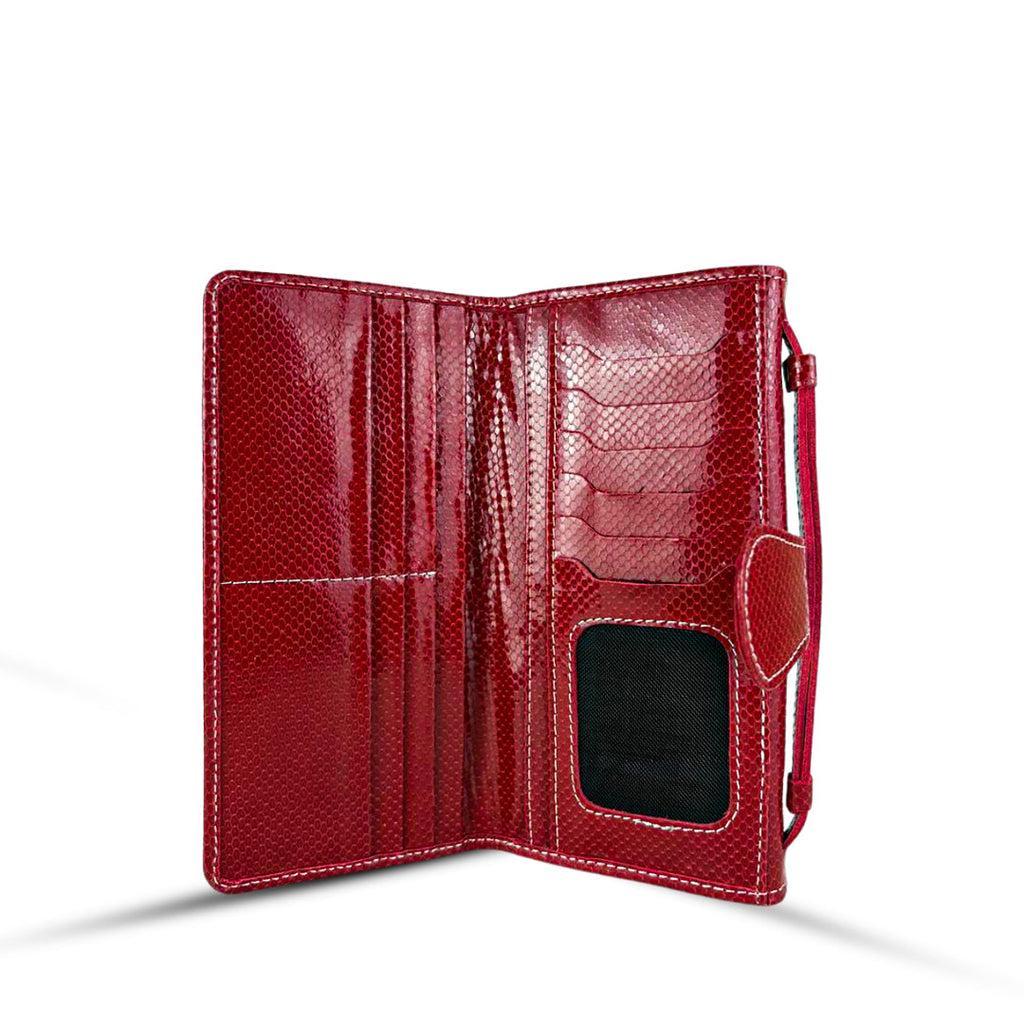 Leather Clutch With Moving Handle Maroon