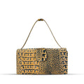 Leather Clutch With Moving Handle Crocodile Beige women's wallet & clutch in beige by Bag X