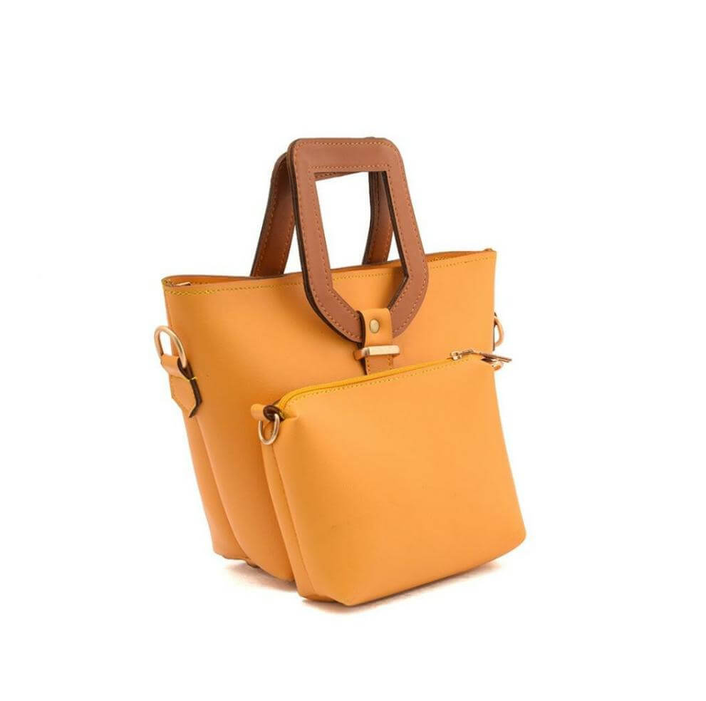 Voyage Yellow Brown Handle women's shoulder bag in brown by Bag X