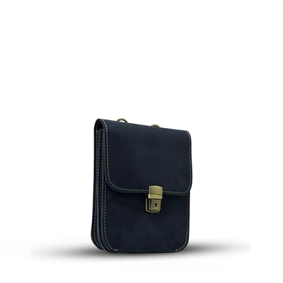 Leather Cross Body Bag Nubuck Black