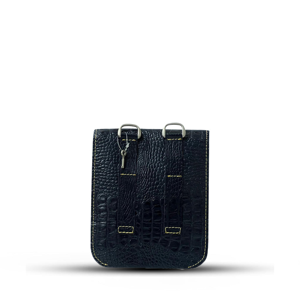 Leather Cross Body Bag Crocodile Black