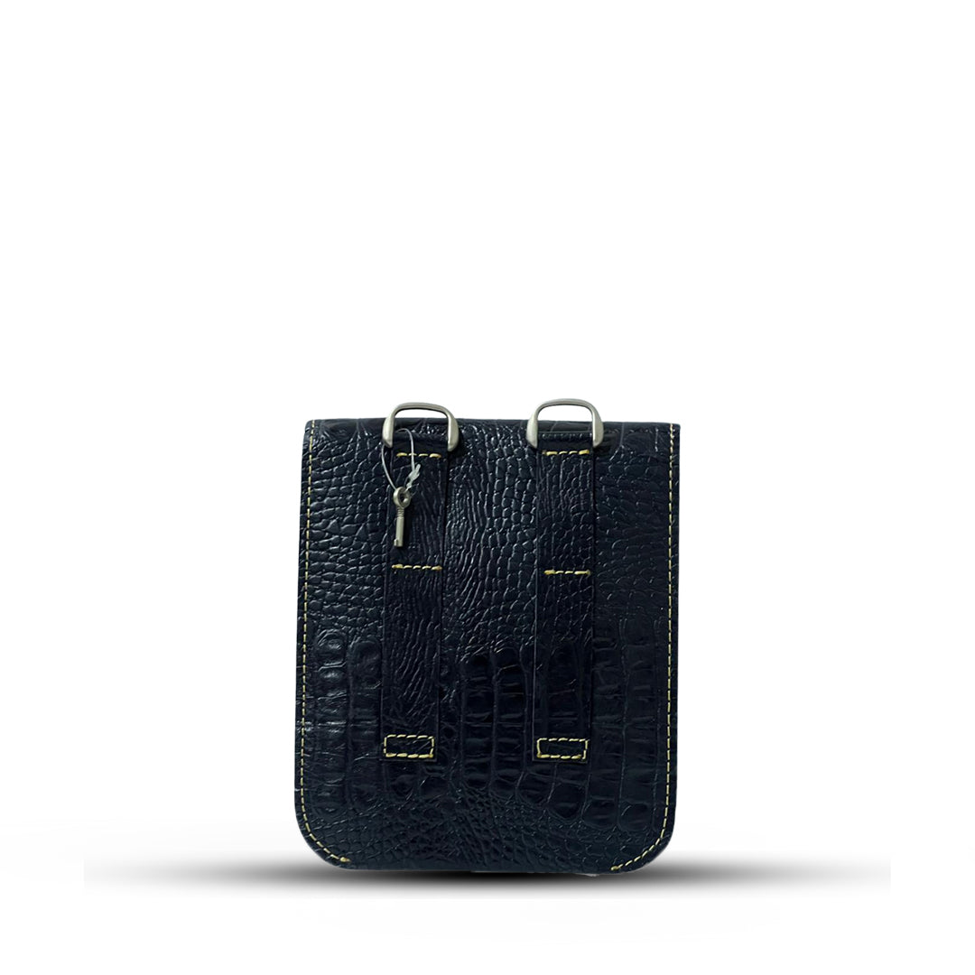 Leather Cross Body Bag Crocodile Black